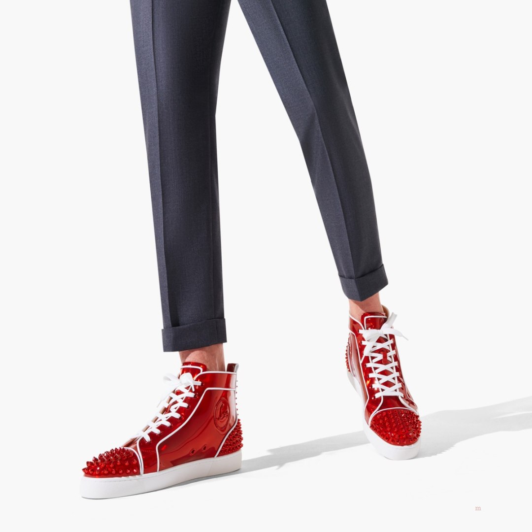 Christian Louboutin Lou Spikes 1 Men\'s High Top Sneakers Red | PHBEJV802