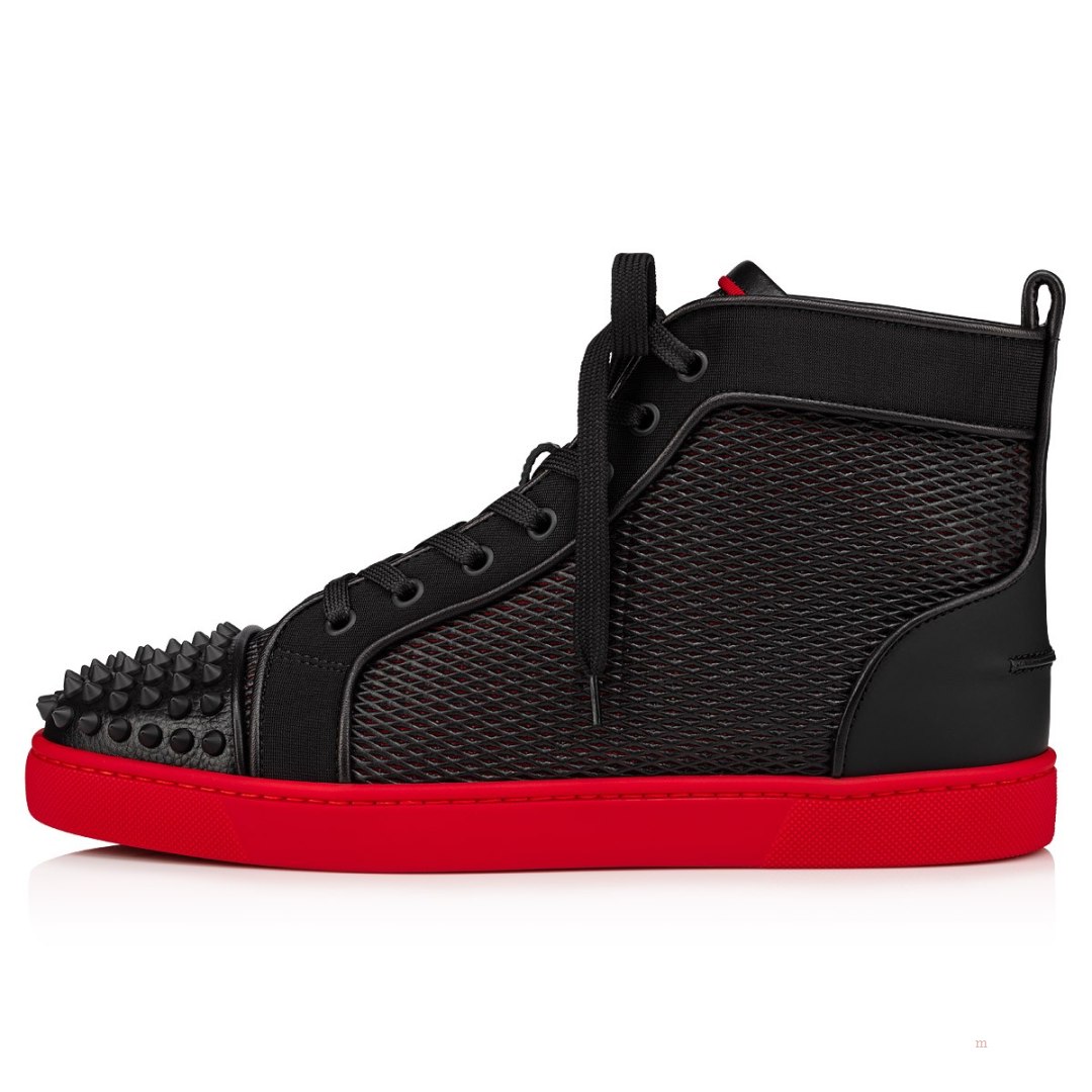 Christian Louboutin Lou Spikes Men's High Top Sneakers Black | CXLFHE720