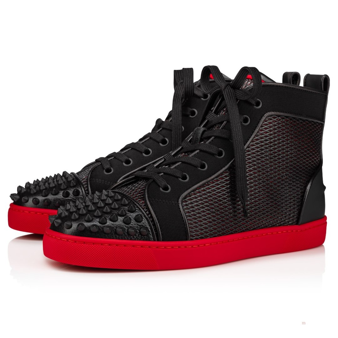 Christian Louboutin Lou Spikes Men\'s High Top Sneakers Black | CXLFHE720