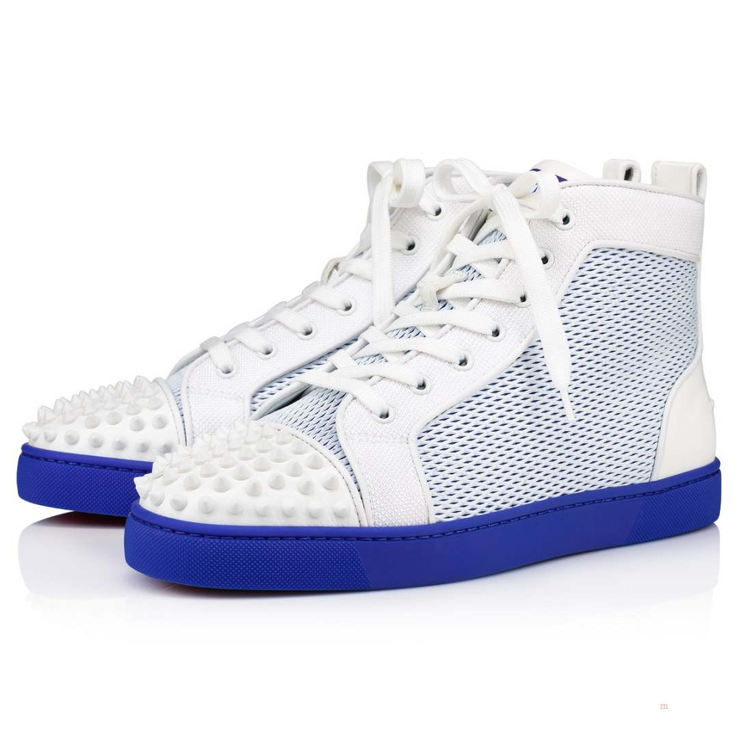 Christian Louboutin Lou Spikes Men's High Top Sneakers White | KIPQBD306