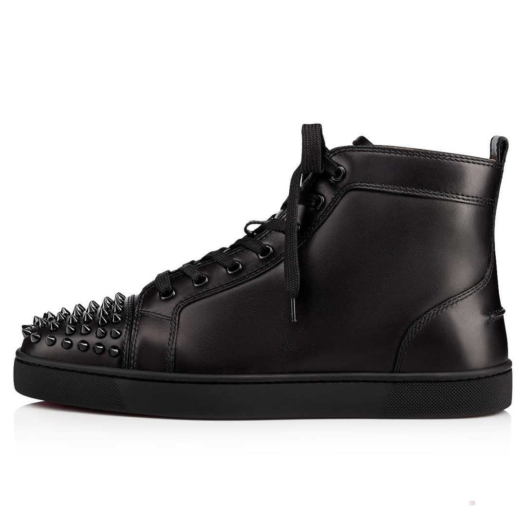 Christian Louboutin Lou Spikes Men's High Top Sneakers Black | RUVBAW409