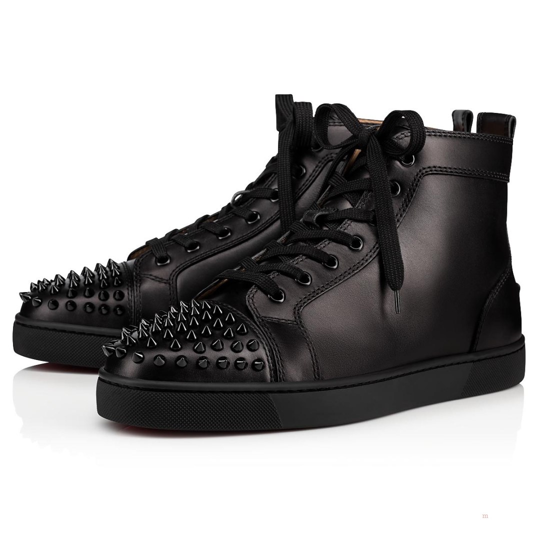 Christian Louboutin Lou Spikes Men\'s High Top Sneakers Black | RUVBAW409