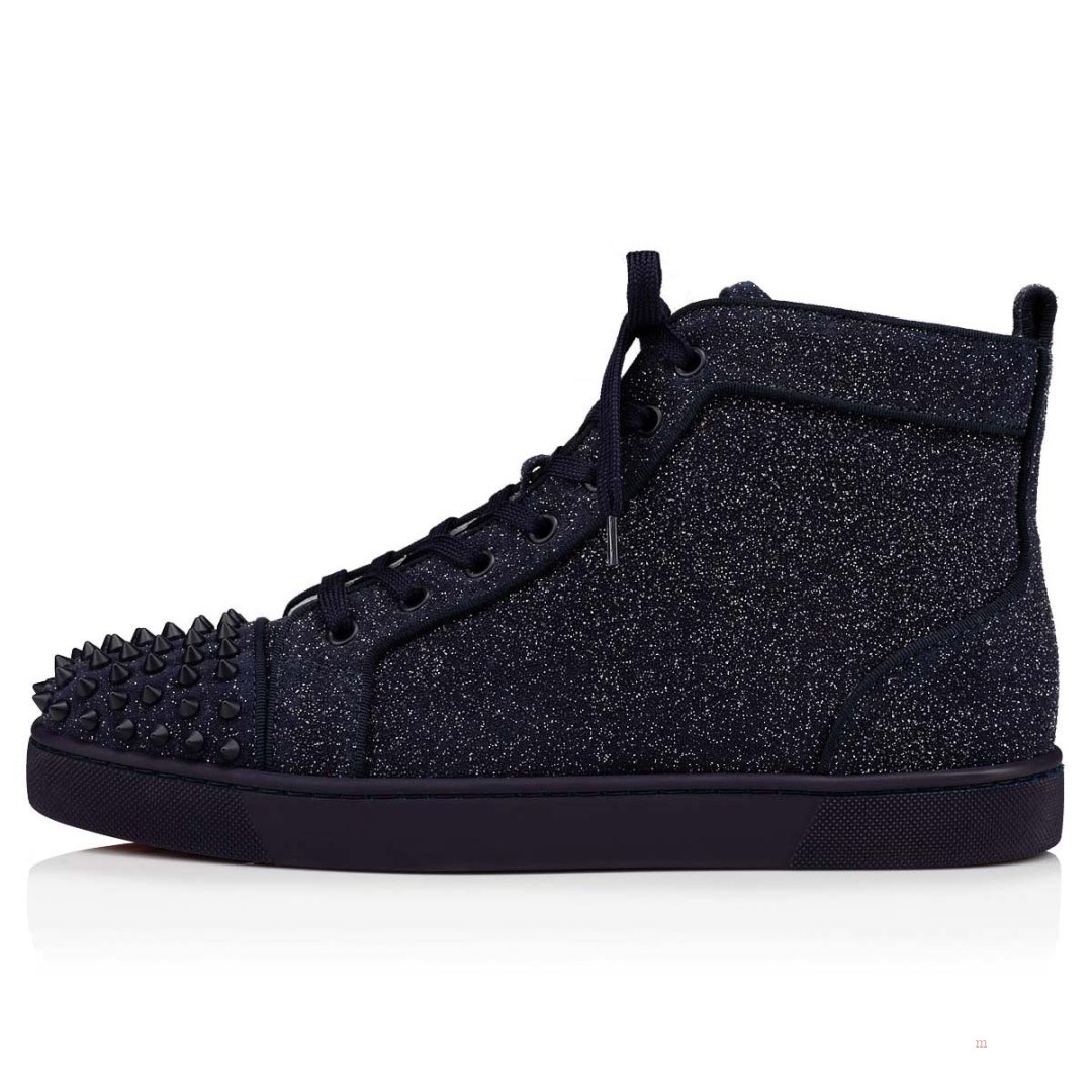 Christian Louboutin Lou Spikes Men's High Top Sneakers Blue | YLAKOX596