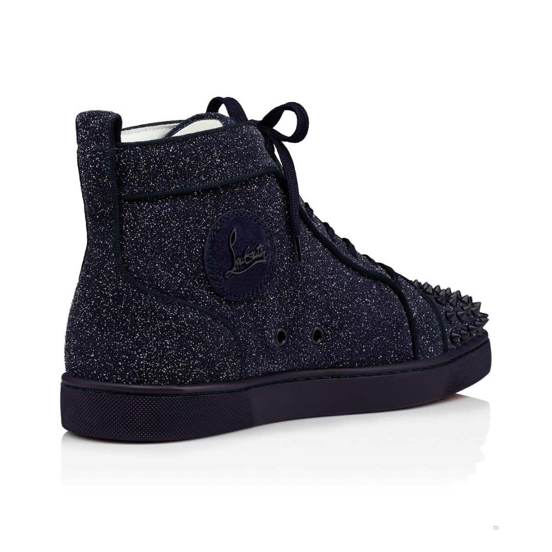 Christian Louboutin Lou Spikes Men's High Top Sneakers Blue | YLAKOX596