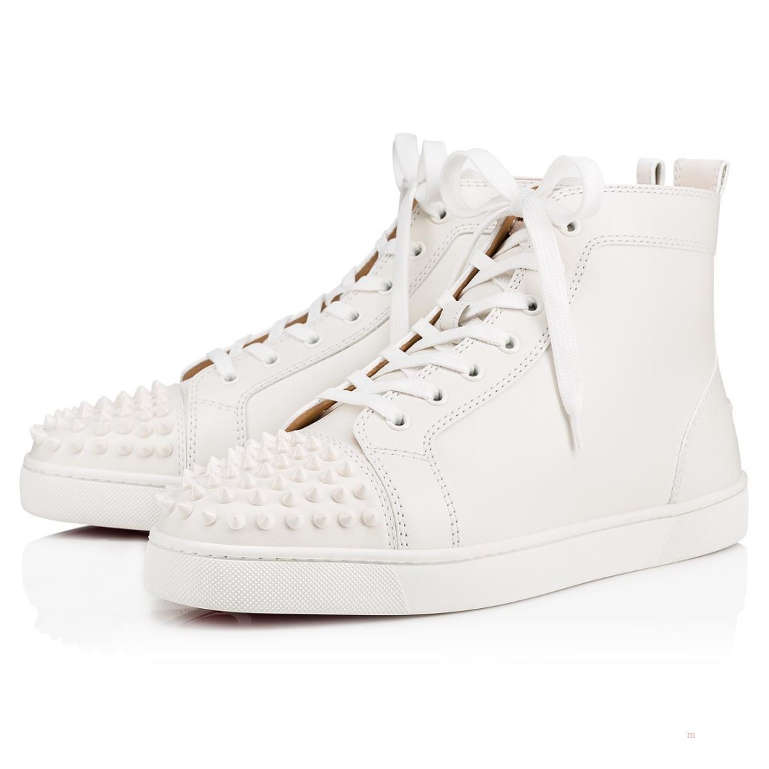 Christian Louboutin Lou Spikes Men\'s Sneakers White | DWKCIZ019