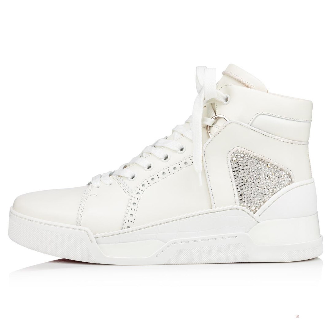 Christian Louboutin Loubikick Strass Men's High Top Sneakers White | PJBZXA801