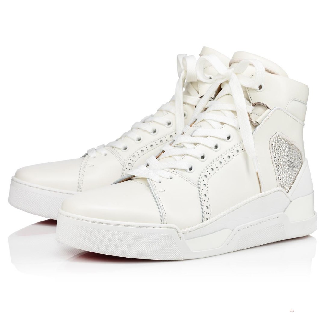 Christian Louboutin Loubikick Strass Men\'s High Top Sneakers White | PJBZXA801