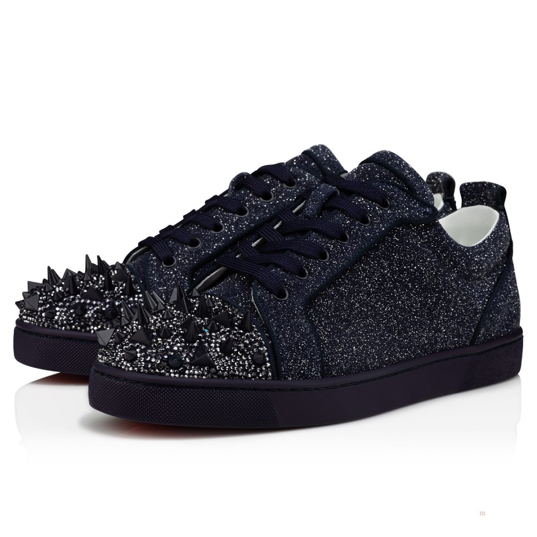 Christian Louboutin Louis Junior P Pik Pik Strass Men's Low Top Sneakers Blue | GYPXBT183