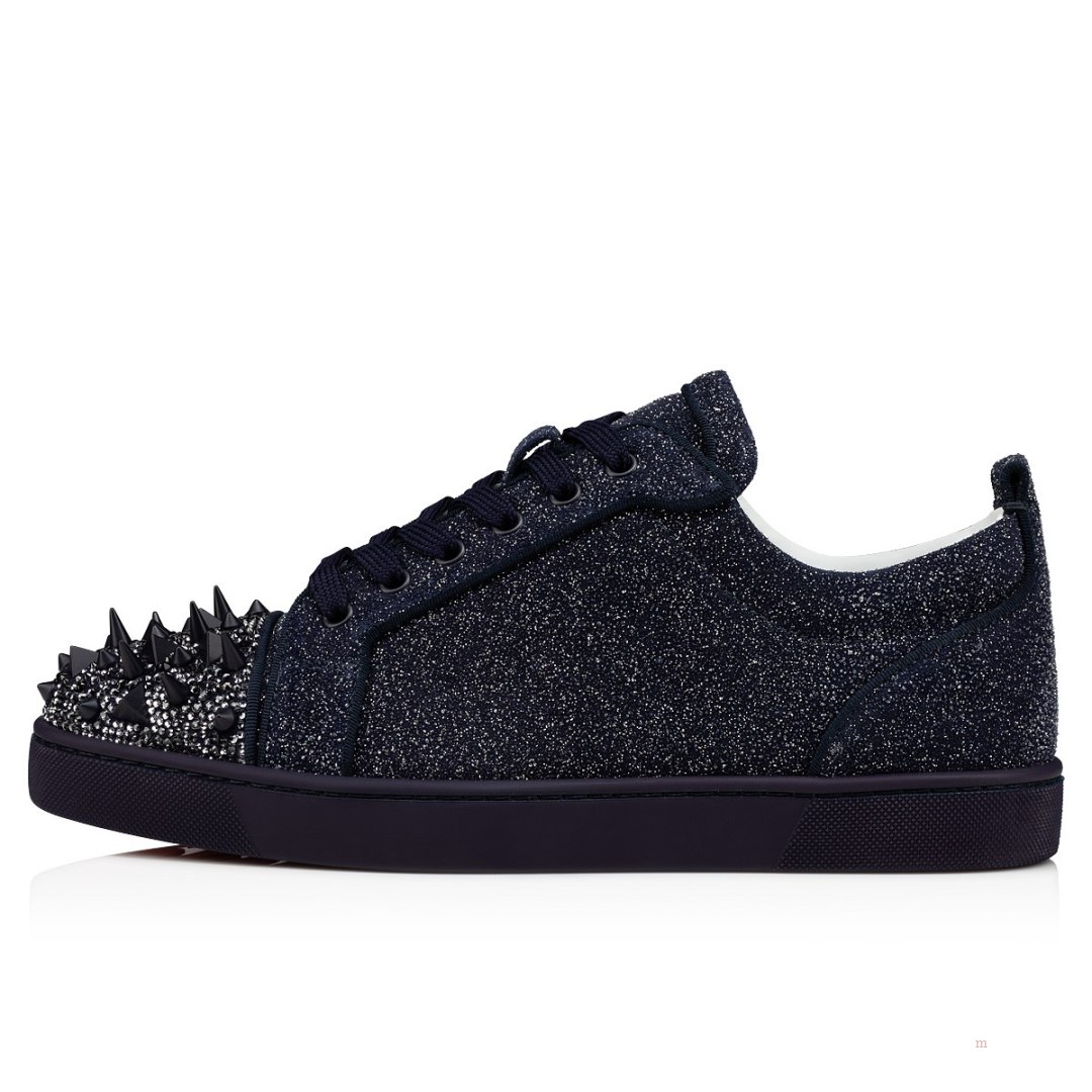 Christian Louboutin Louis Junior P Pik Pik Strass Men's Low Top Sneakers Blue | GYPXBT183