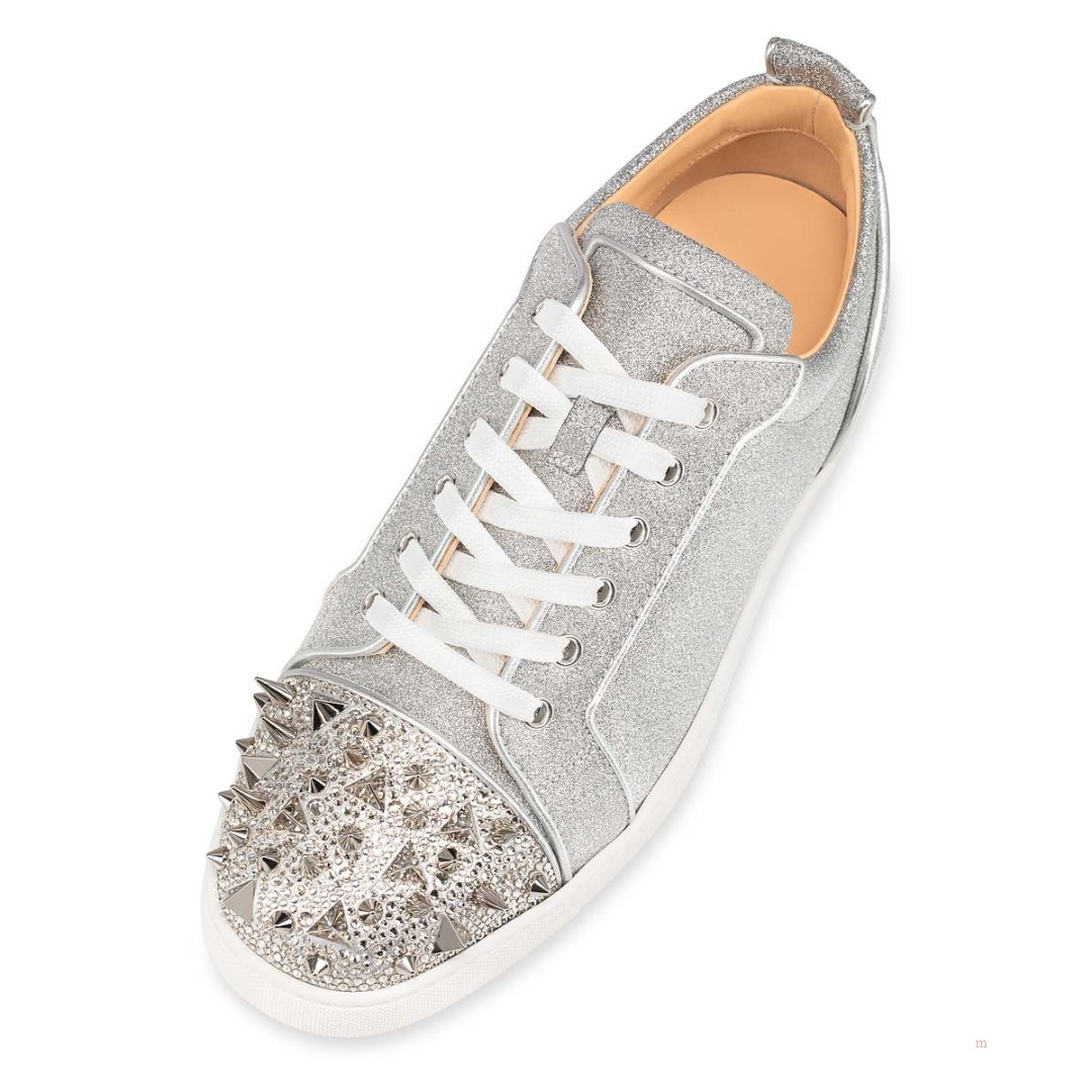 Christian Louboutin Louis Junior P Pik Pik Strass Men's Sneakers Silver | YEOQXB573