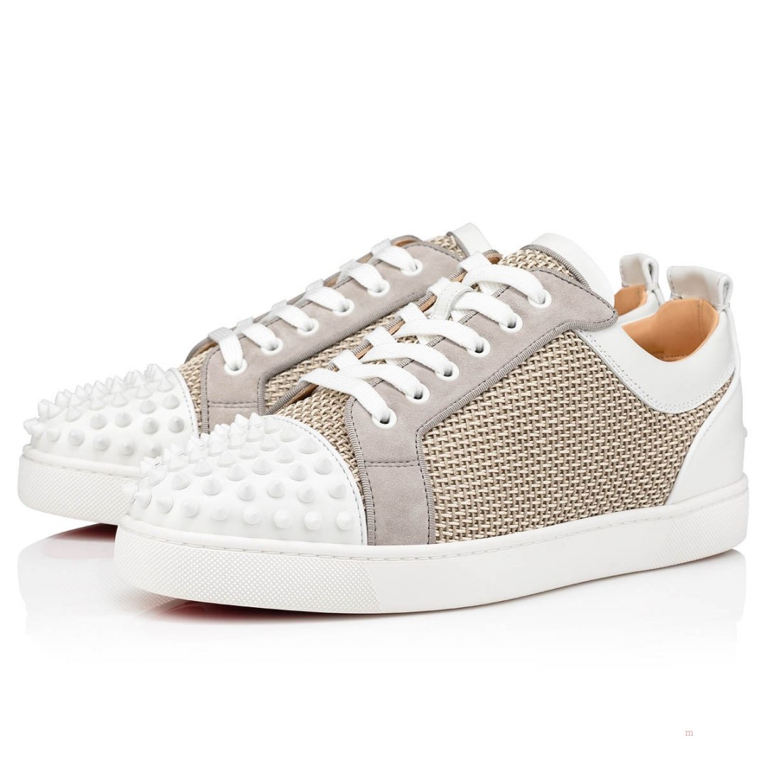 Christian Louboutin Louis Junior Spikes Men\'s Low Top Sneakers Grey | JXNEQH283