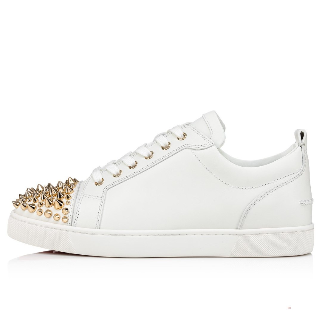 Christian Louboutin Louis Junior Spikes 2022 N Men's Low Top Sneakers White | SAQJPR801