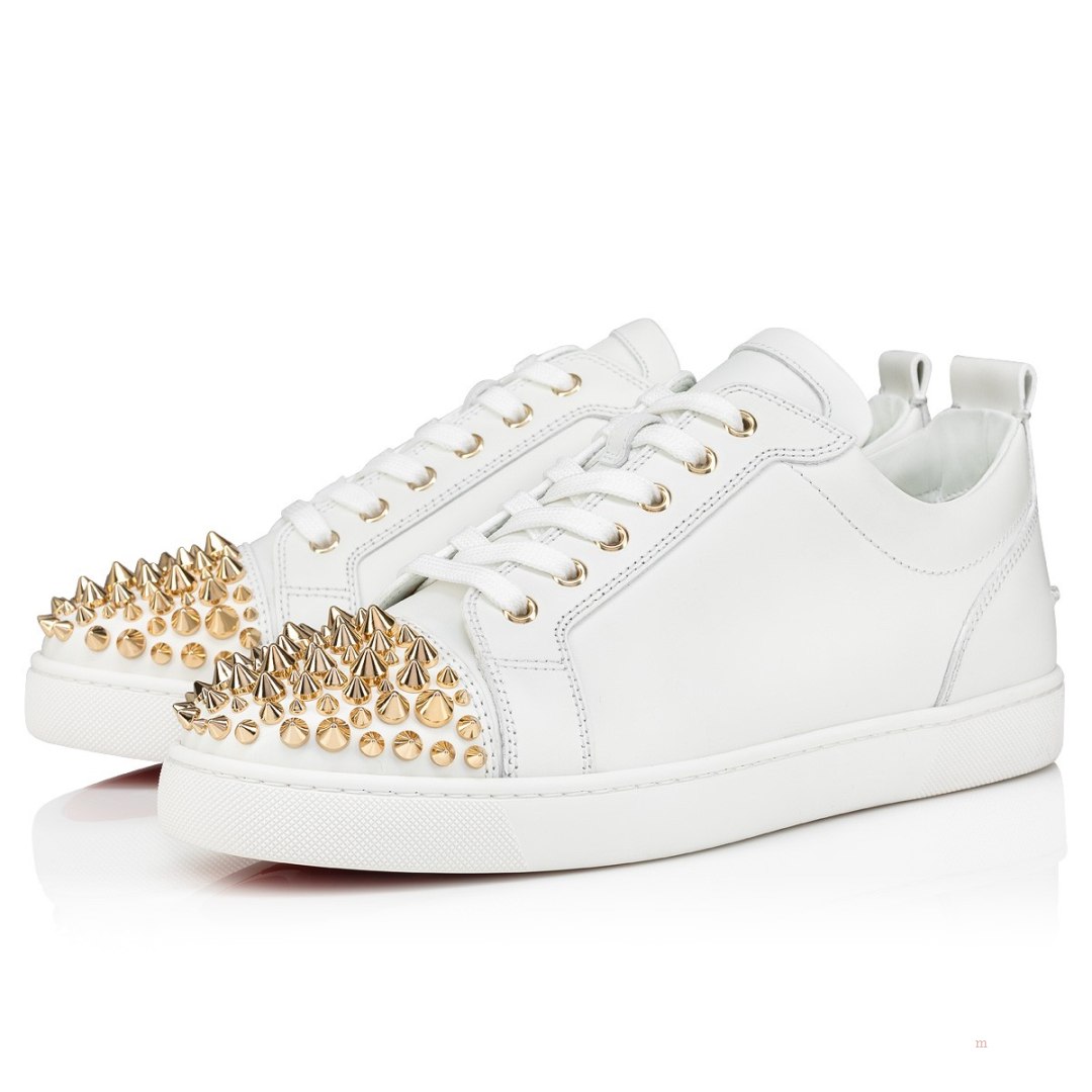 Christian Louboutin Louis Junior Spikes 2022 N Men\'s Low Top Sneakers White | SAQJPR801