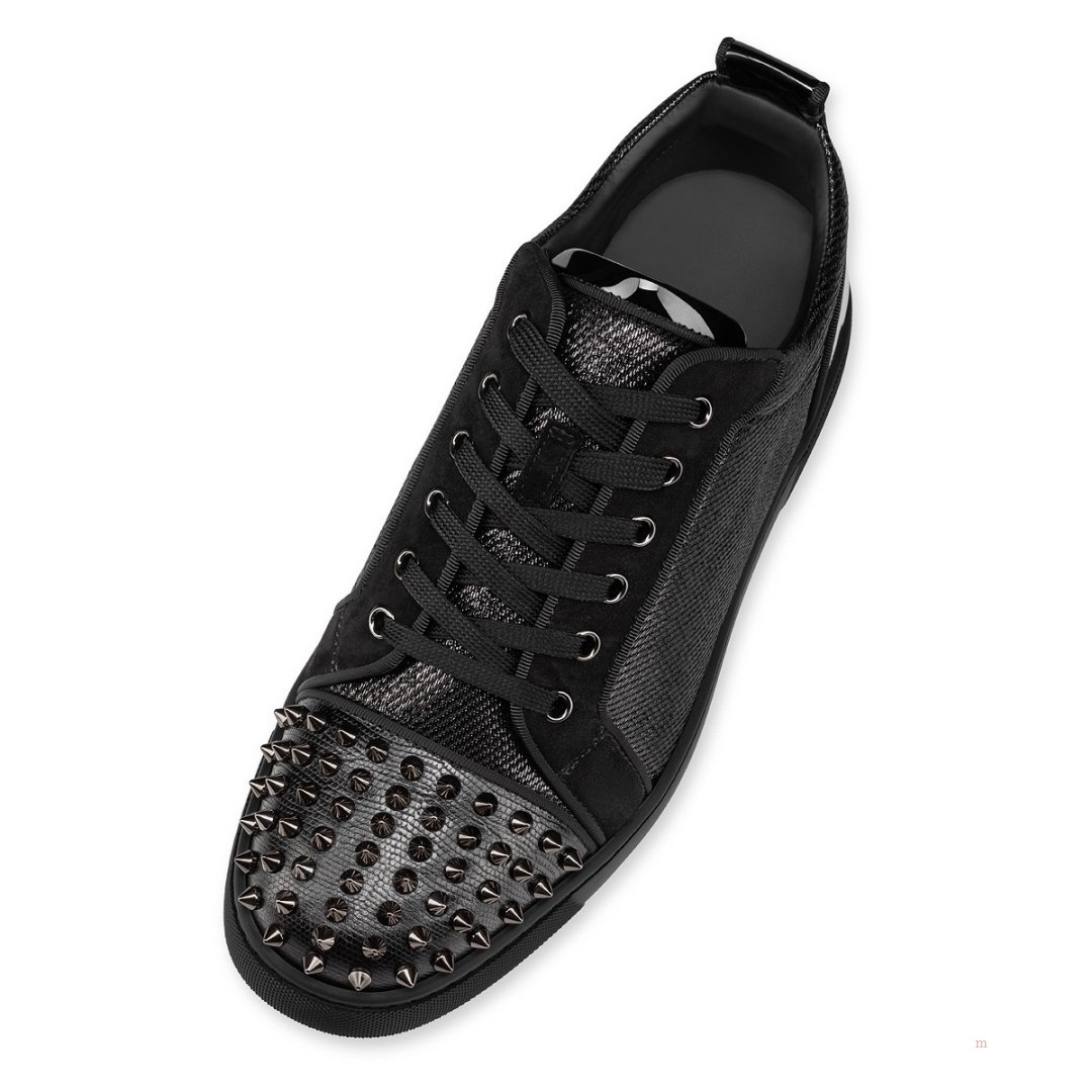 Christian Louboutin Louis Junior Spikes Men's Low Top Sneakers Black | SXTCWJ798