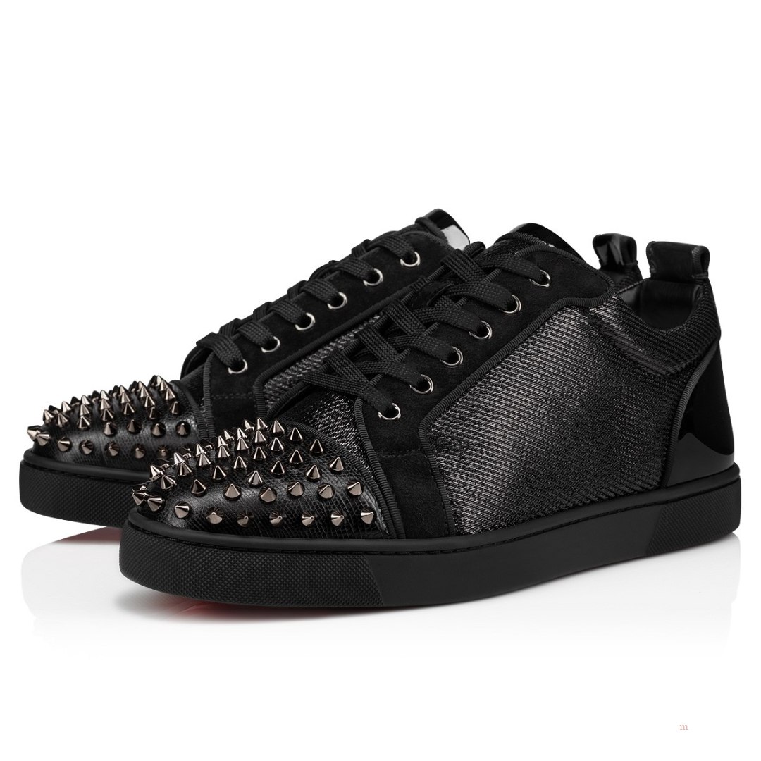 Christian Louboutin Louis Junior Spikes Men\'s Low Top Sneakers Black | SXTCWJ798