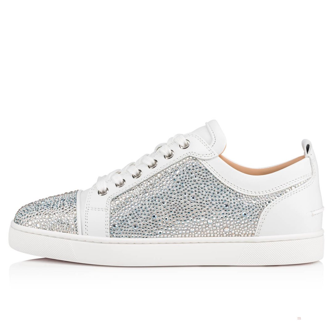 Christian Louboutin Louis Junior Strass Men's Low Top Sneakers Silver | RPONZQ402