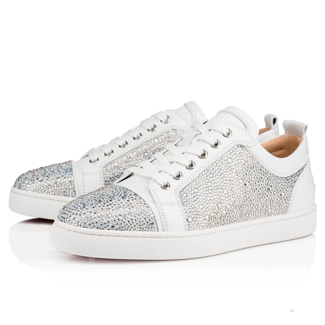 Christian Louboutin Louis Junior Strass Men\'s Low Top Sneakers Silver | RPONZQ402