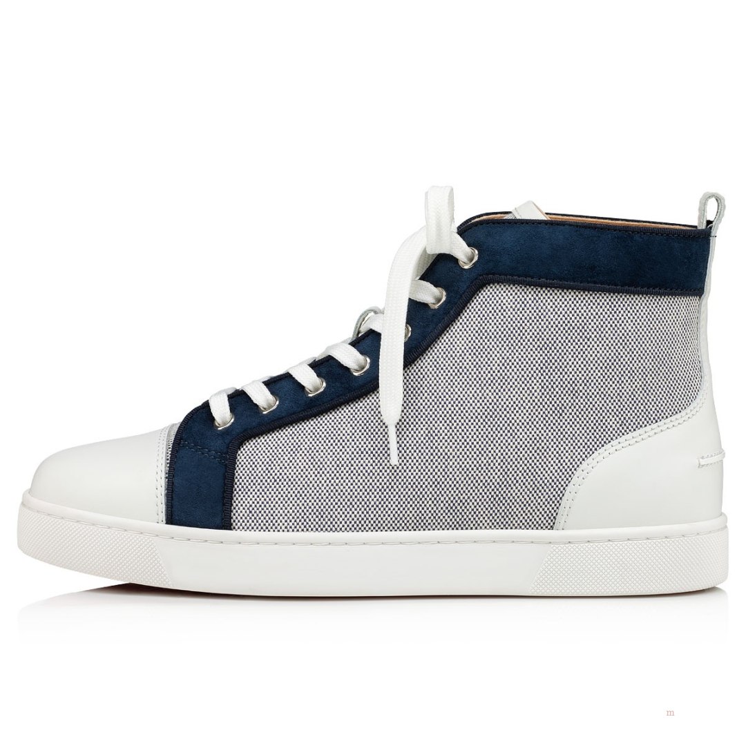 Christian Louboutin Louis Men's High Top Sneakers Blue | PHKXCU831