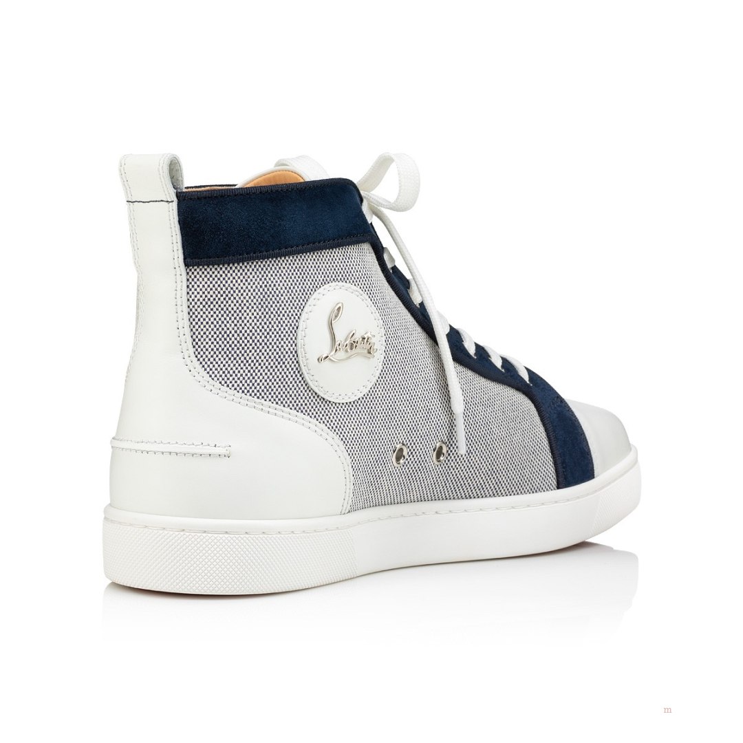 Christian Louboutin Louis Men's High Top Sneakers Blue | PHKXCU831