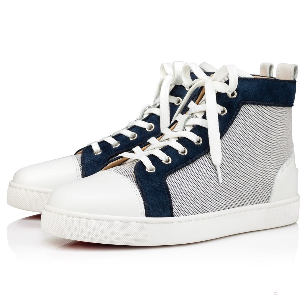 Christian Louboutin Louis Men\'s High Top Sneakers Blue | PHKXCU831