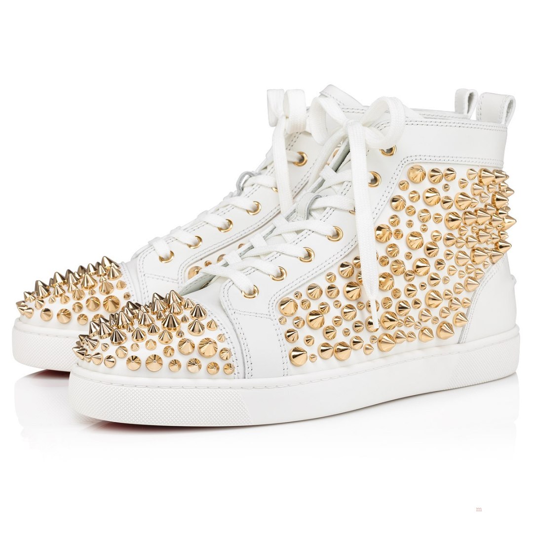 Christian Louboutin Louis Spikes 2022 N Men\'s High Top Sneakers White | CUPKDR572