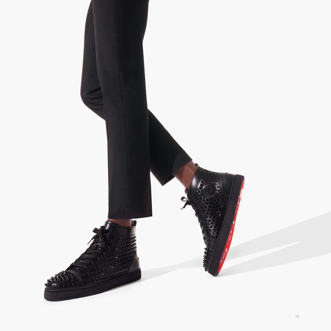 Christian Louboutin Louis Spikes Men\'s Sneakers Black | WLGSQZ608