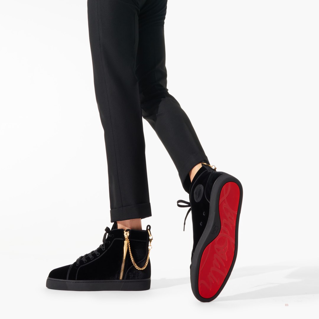 Christian Louboutin Louis the Lips Men\'s High Top Sneakers Black | VJEZIM480