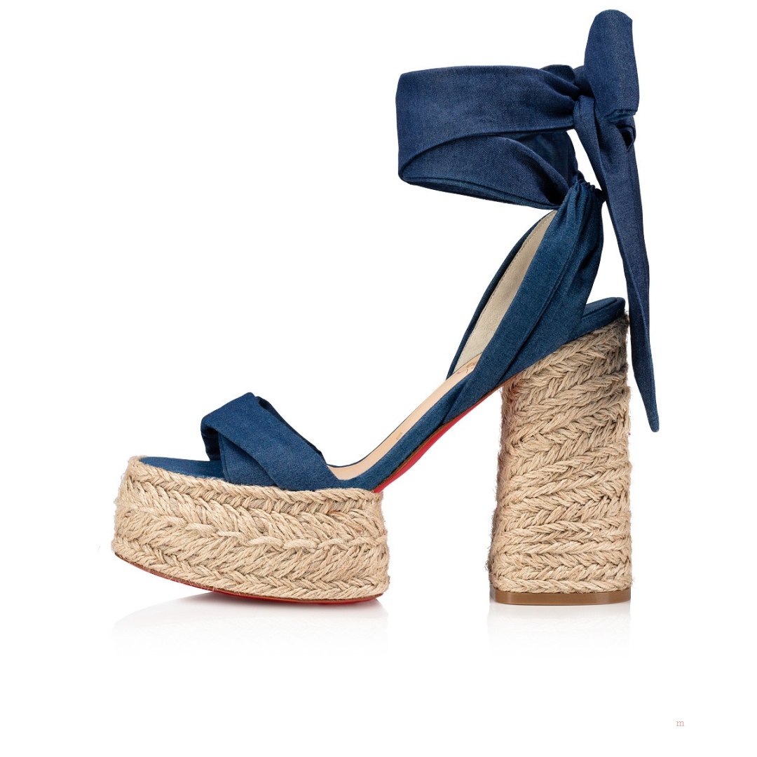 Christian Louboutin Mariza du Désert Women's Espadrilles Blue | KASFXQ592