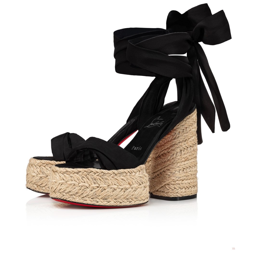 Christian Louboutin Mariza du Désert Women\'s Espadrilles Black | UYWATC732