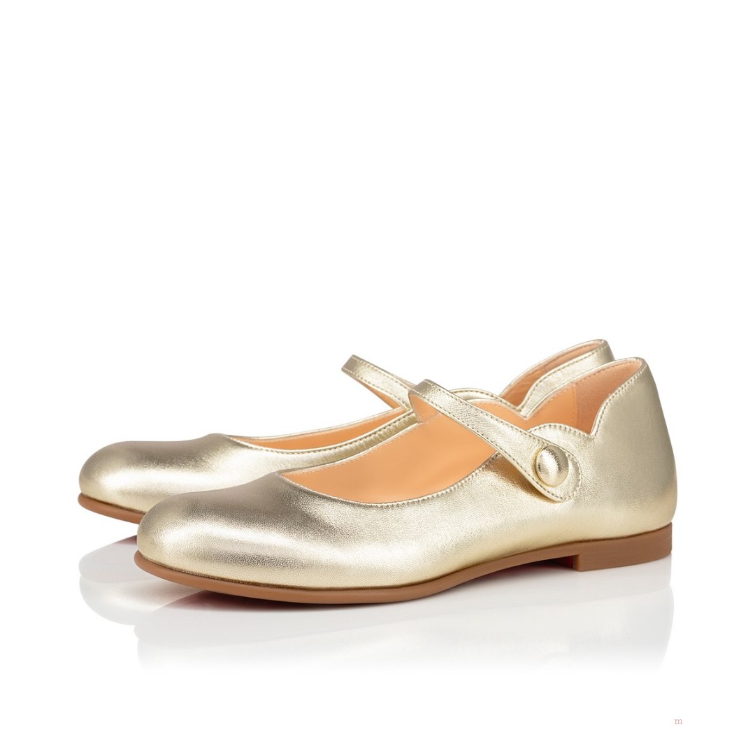 Christian Louboutin Melodie Chick Girls' Ballerinas Gold | JQUMGK436