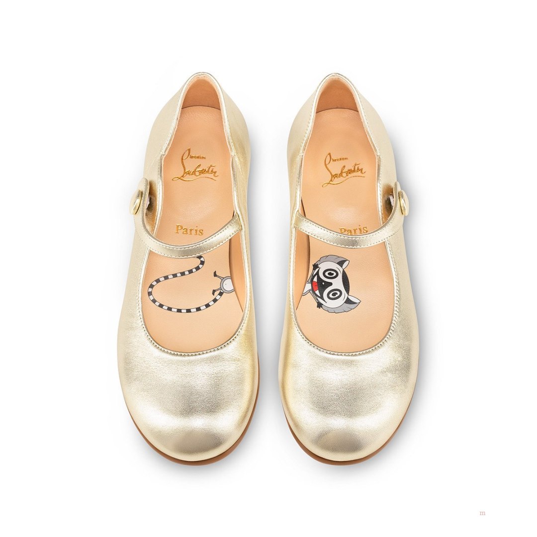 Christian Louboutin Melodie Chick Girls' Ballerinas Gold | JQUMGK436