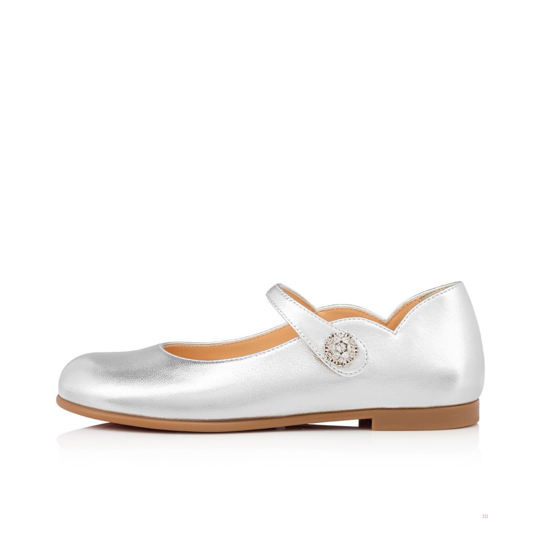 Christian Louboutin Melodie Chick Strass Girls' Ballerinas Silver | SZUNVP764