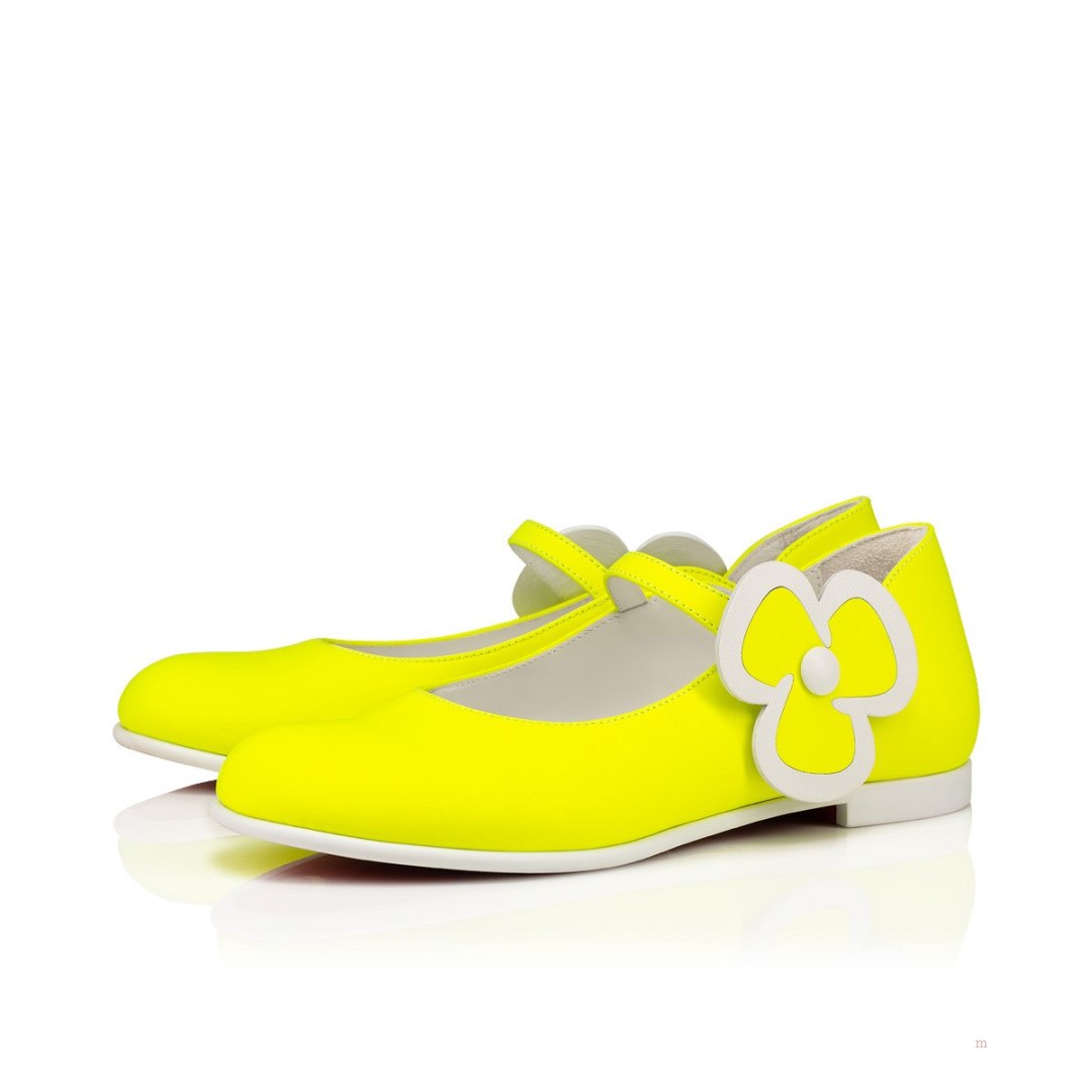 Christian Louboutin Melodie Pensée Girls' Ballerinas Yellow | CBDIUN093