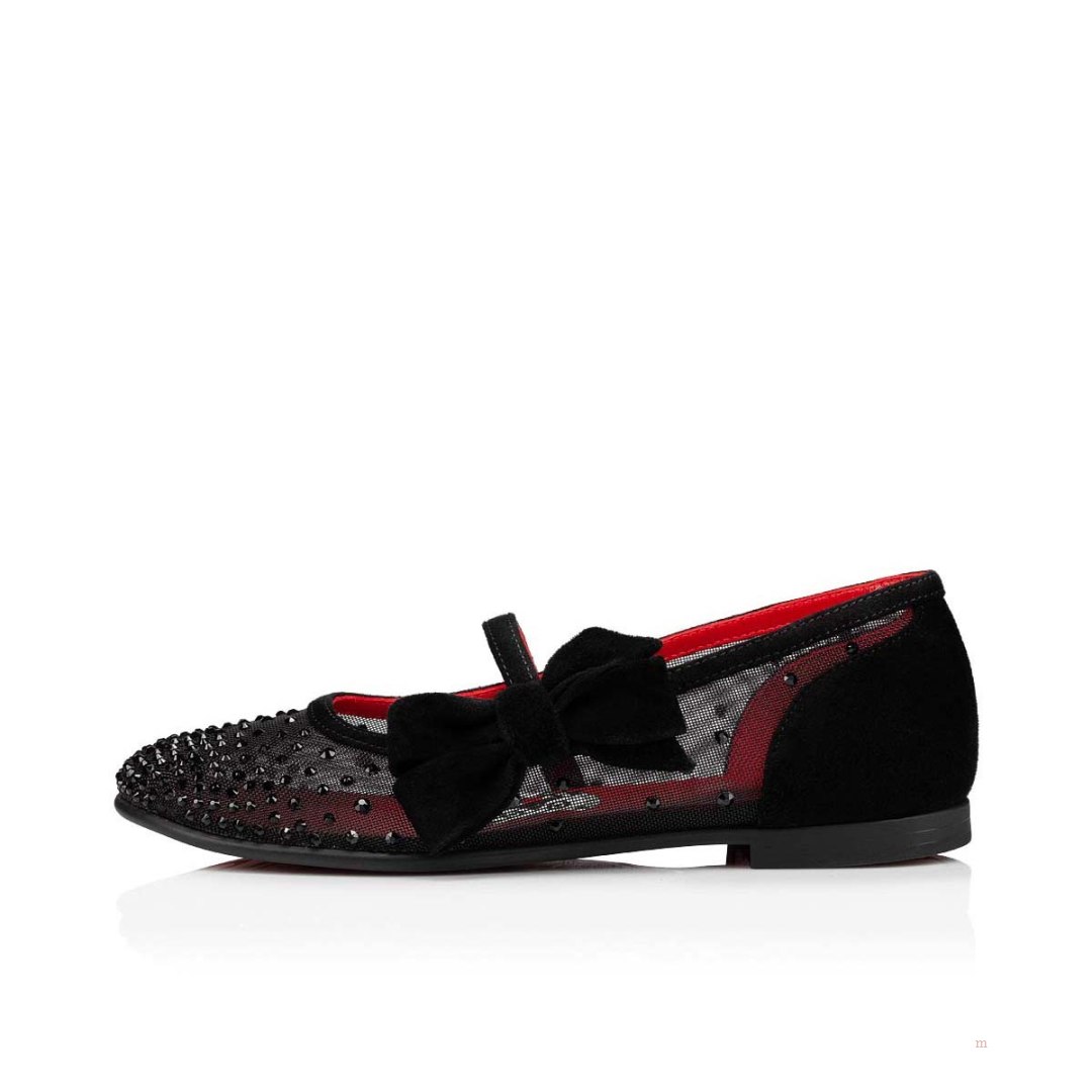 Christian Louboutin Melodie Strass Girls' Ballerinas Black | AIYRKW582