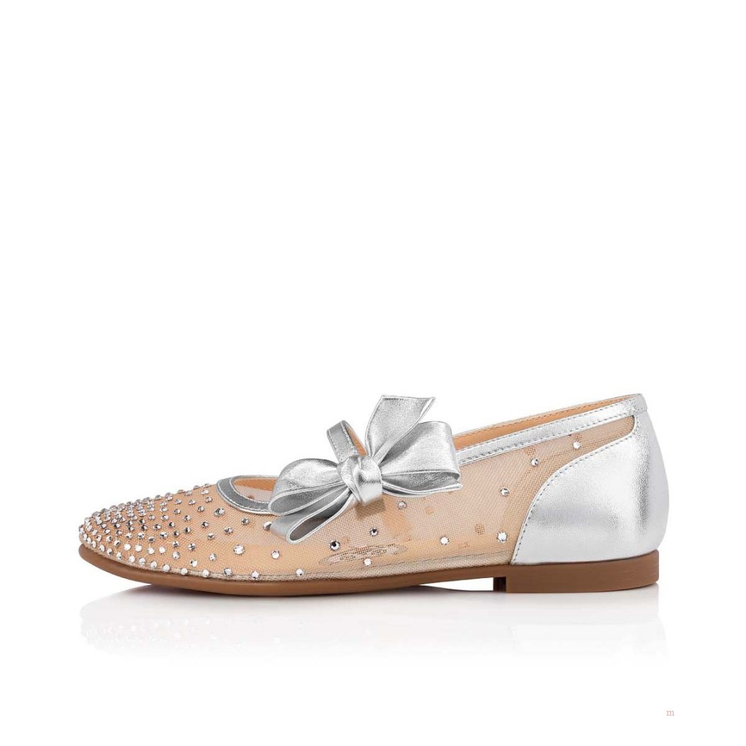 Christian Louboutin Melodie Strass Girls' Ballerinas Silver | OPHKZL197