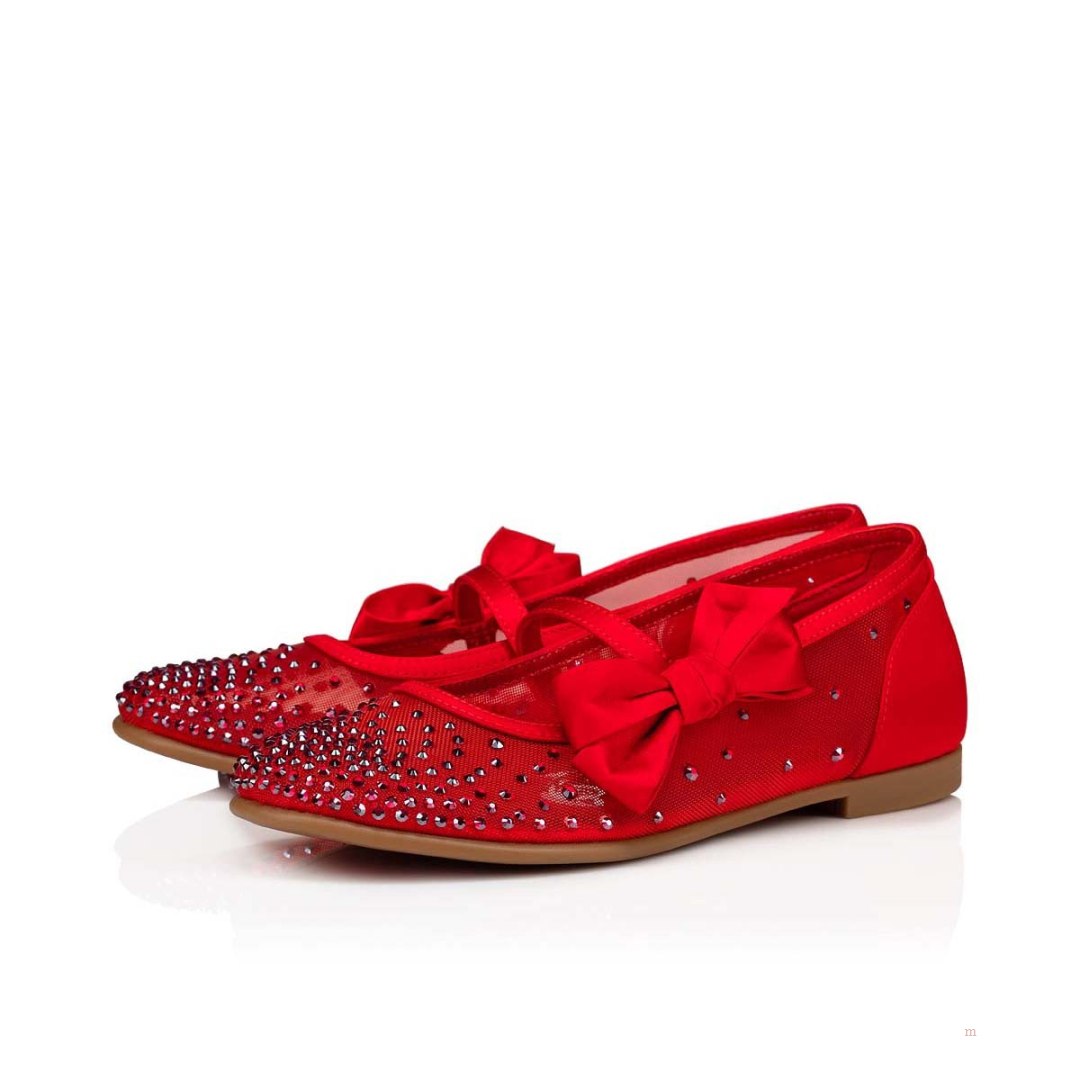 Christian Louboutin Melodie Strass Girls' Ballerinas Red | XZCDVG134