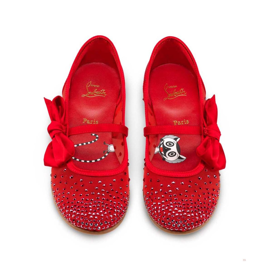 Christian Louboutin Melodie Strass Girls' Ballerinas Red | XZCDVG134