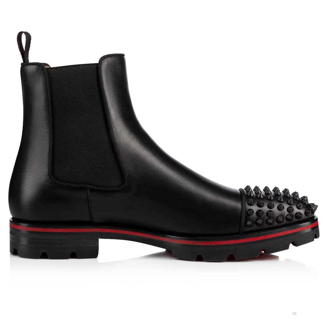 Christian Louboutin Melon Spikes Men's Ankle Boots Black | SFIQMJ215