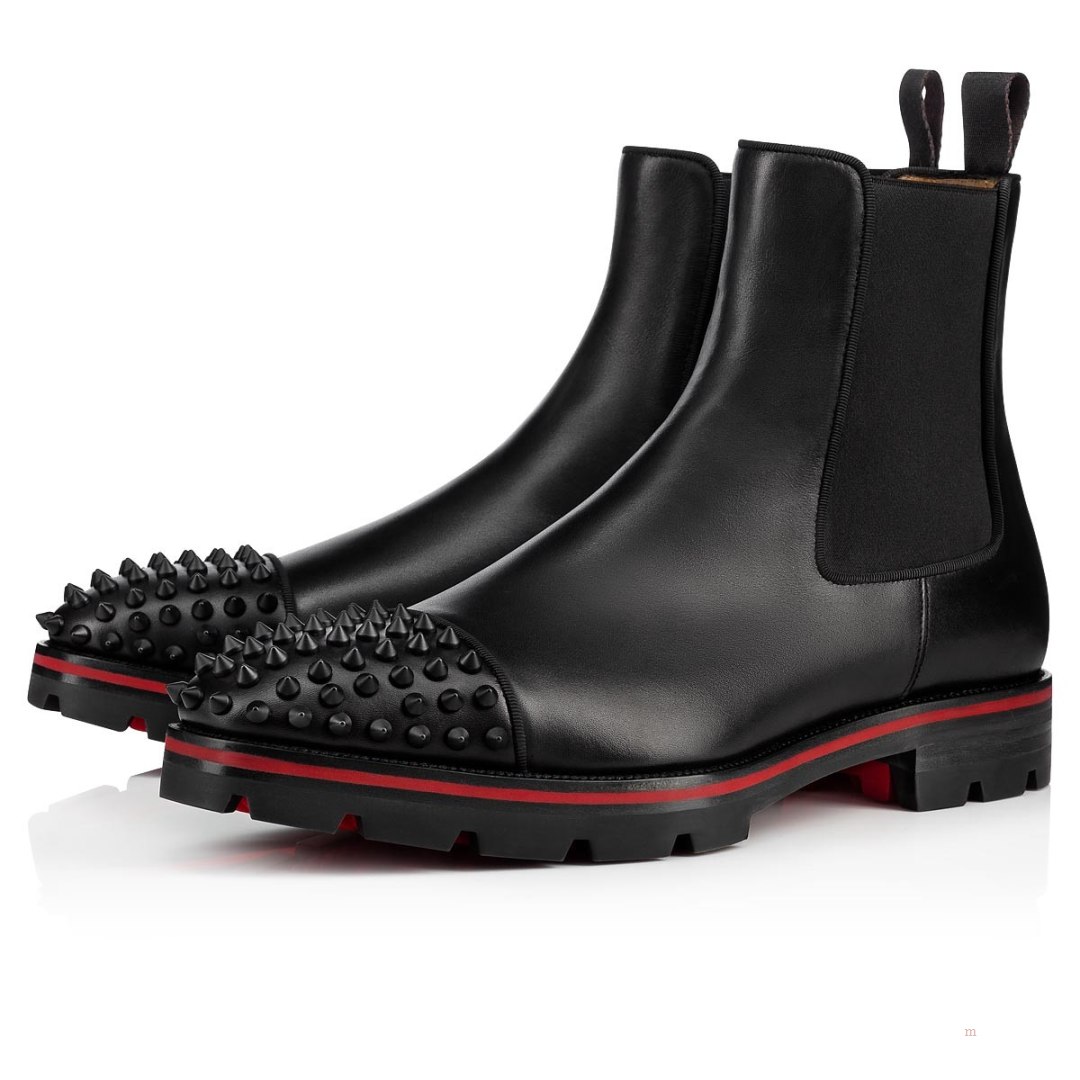 Christian Louboutin Melon Spikes Men\'s Ankle Boots Black | SFIQMJ215