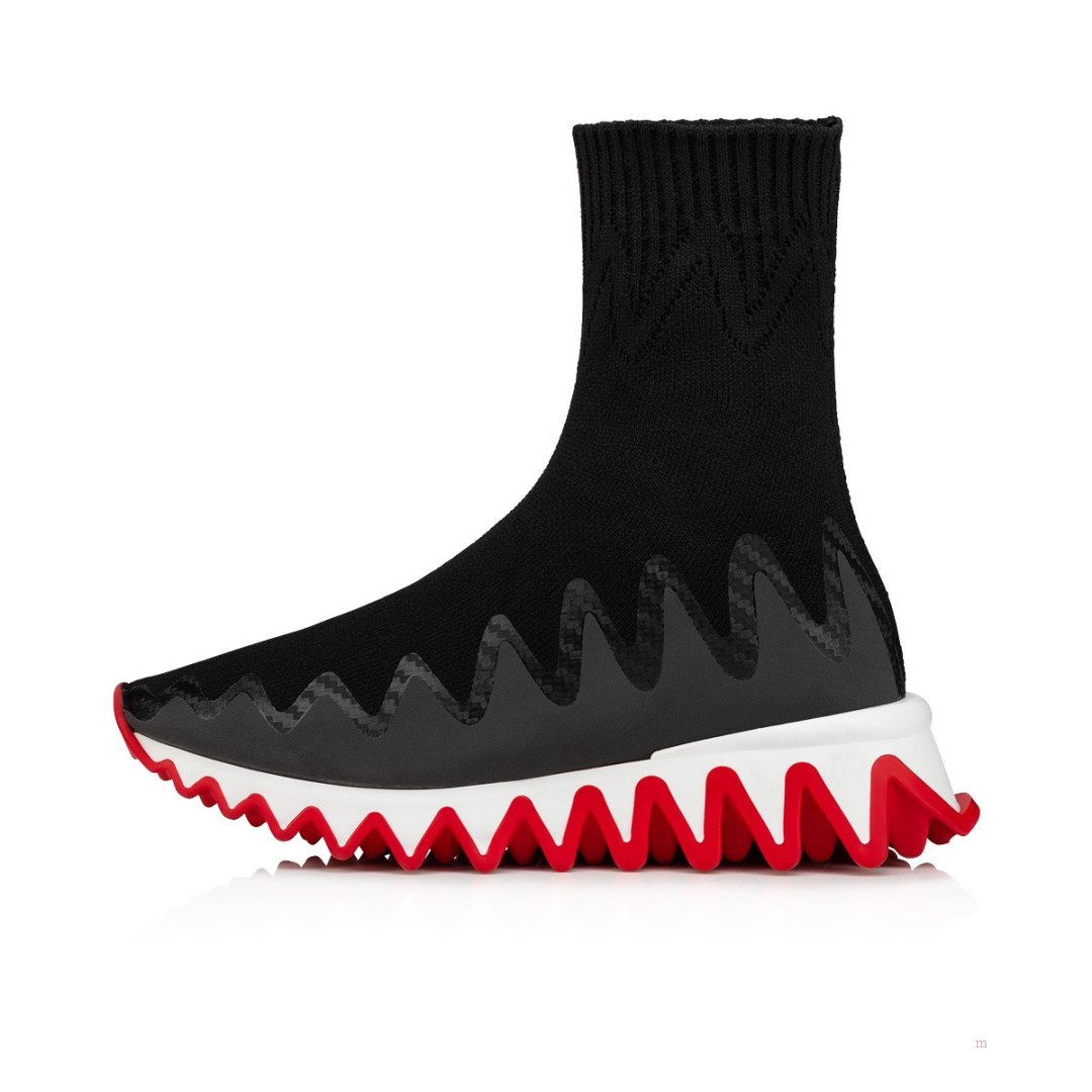 Christian Louboutin Mini Sharky Sock Boys' Sneakers Black | CZQLAR035