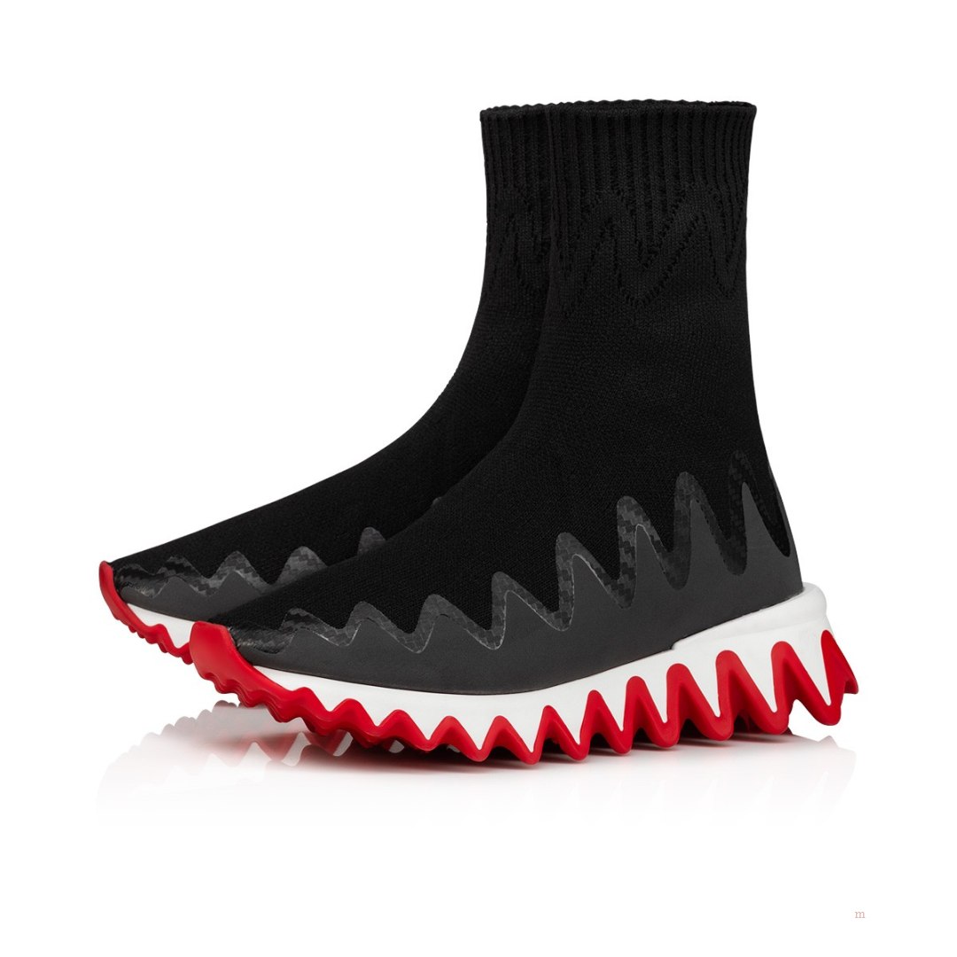 Christian Louboutin Mini Sharky Sock Boys\' Sneakers Black | CZQLAR035