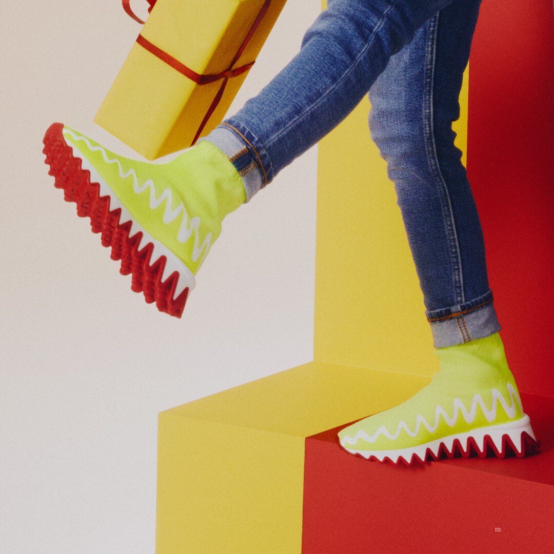 Christian Louboutin Mini Sharky Sock Boys' Sneakers Yellow | FAJYKL748