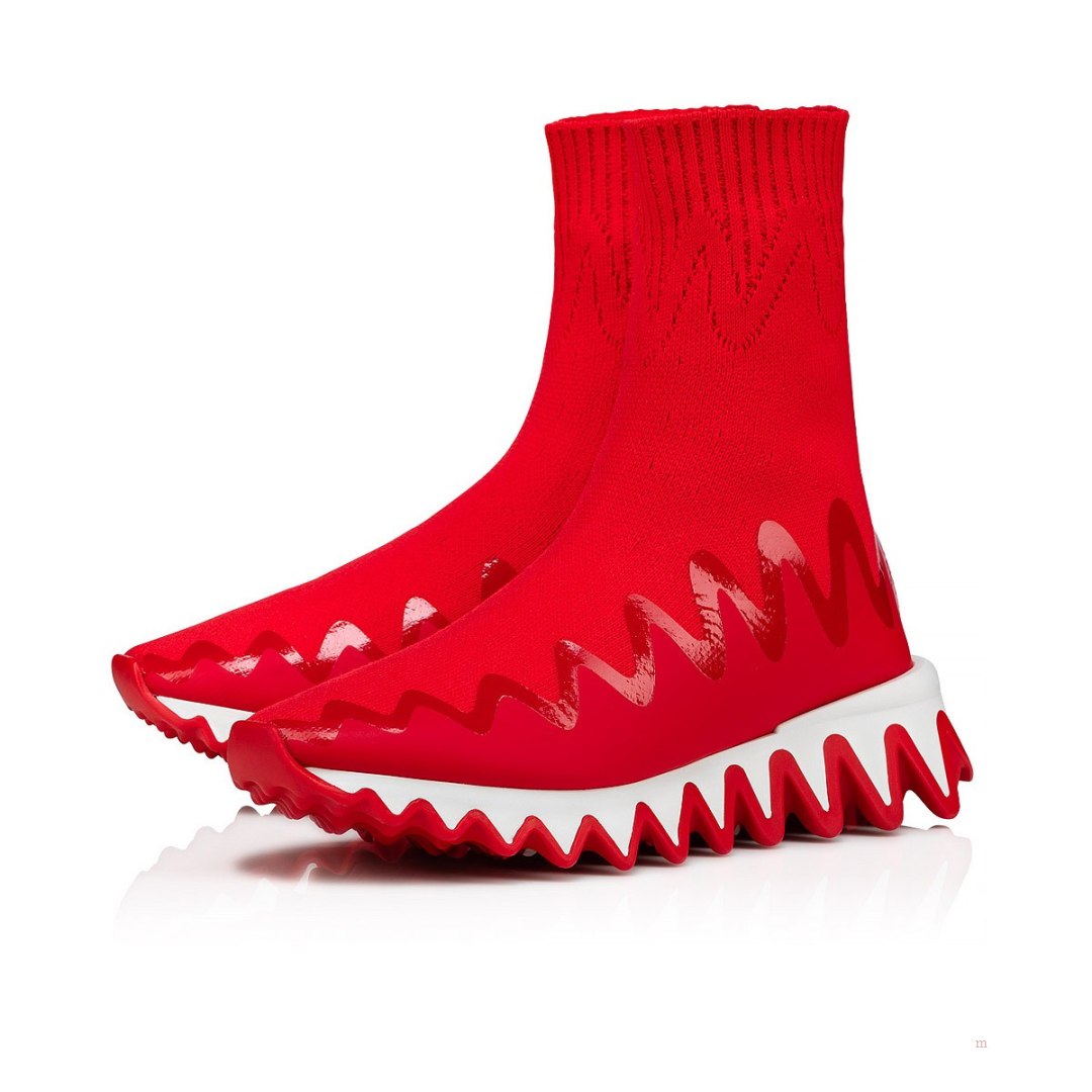 Christian Louboutin Mini Sharky Sock Boys\' Sneakers Red | HFMEGS621