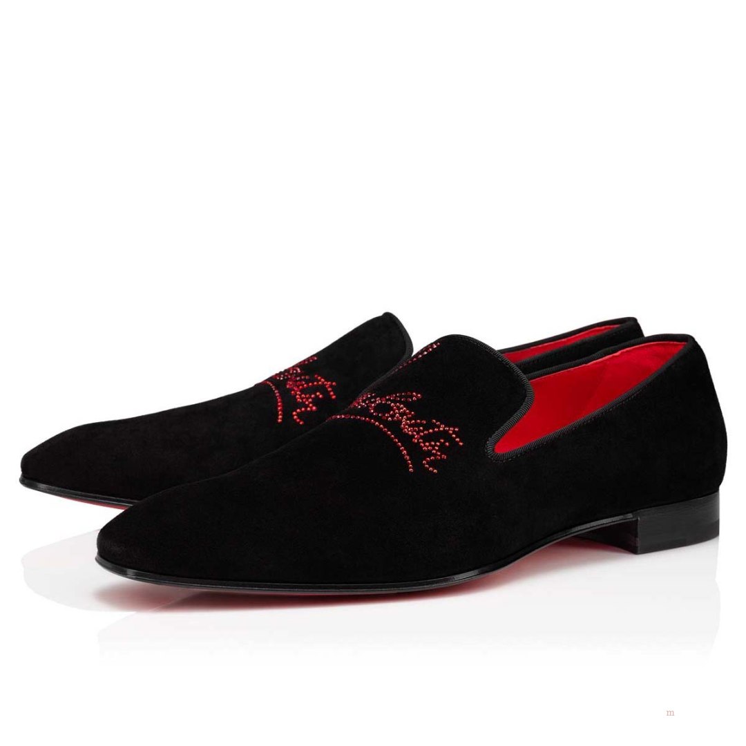 Christian Louboutin Navy Dandelion Strass Men's Loafers Black | YWZVXJ509