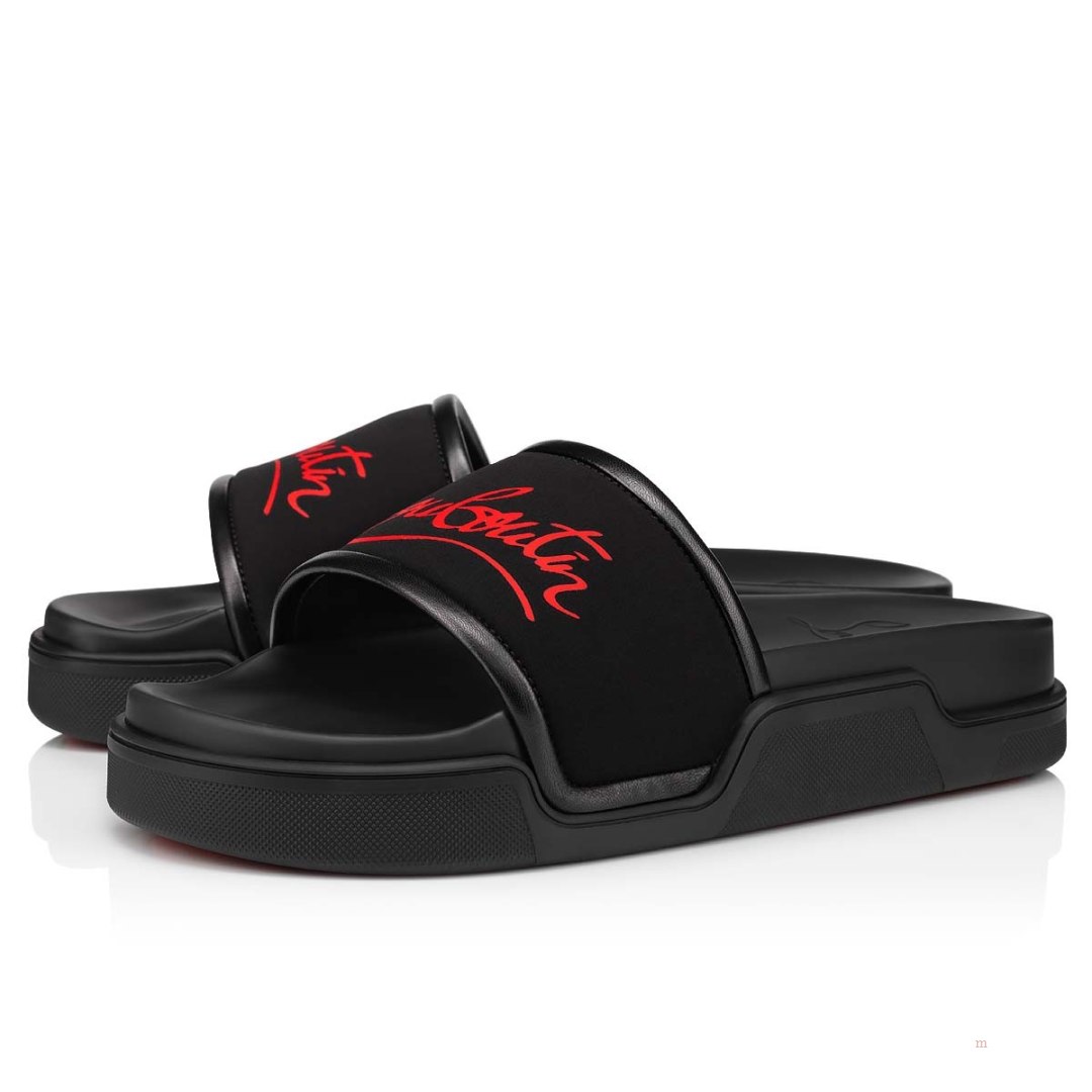 Christian Louboutin Navy Pool Men's Mules Black | GOKPLZ168