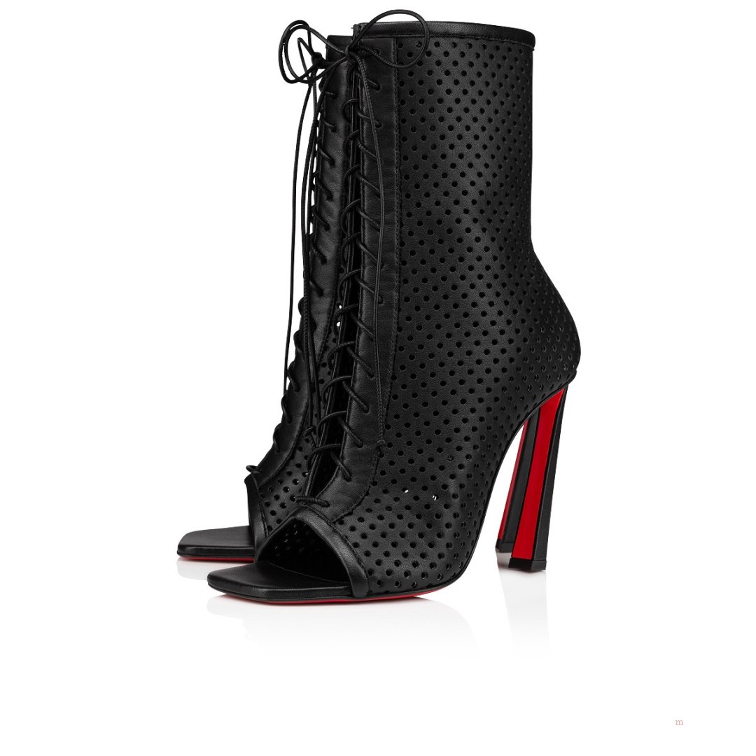 Christian Louboutin Open Condora Booty Women's Lace Up Boots Black | IFGTQX547