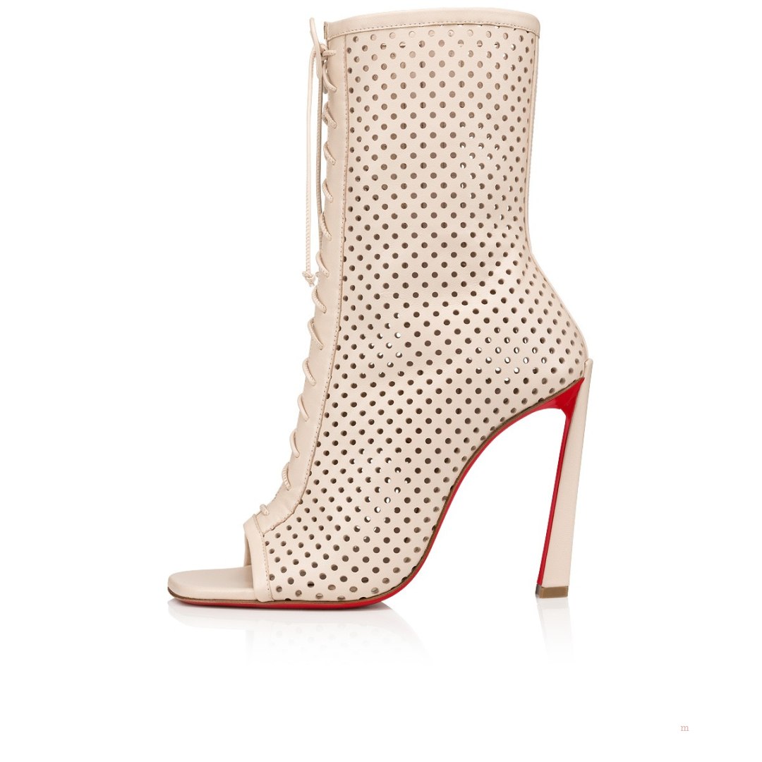 Christian Louboutin Open Condora Booty Women's Lace Up Boots Beige | MKYJTE597