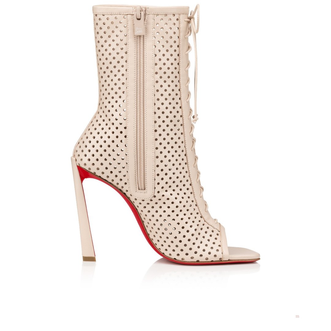 Christian Louboutin Open Condora Booty Women's Lace Up Boots Beige | MKYJTE597