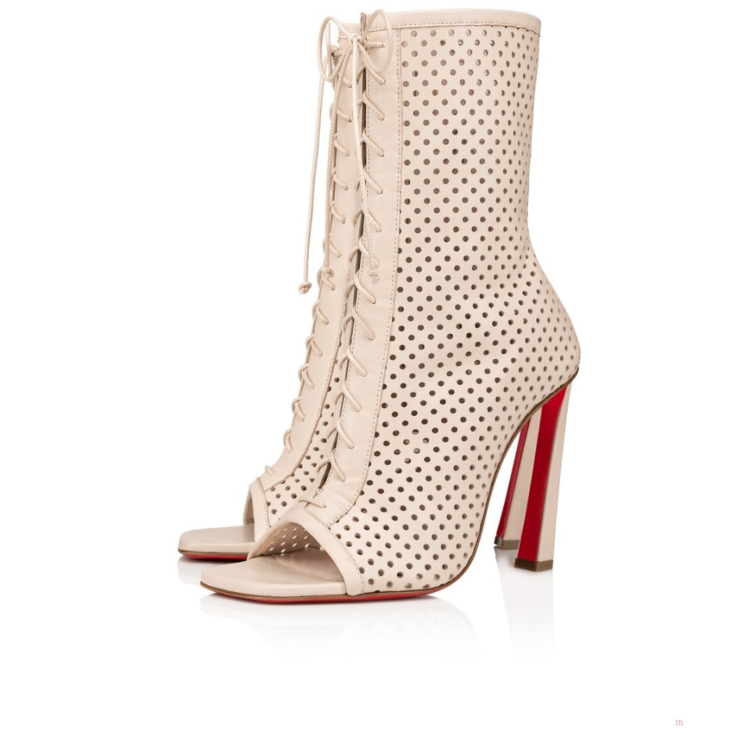 Christian Louboutin Open Condora Booty Women\'s Lace Up Boots Beige | MKYJTE597