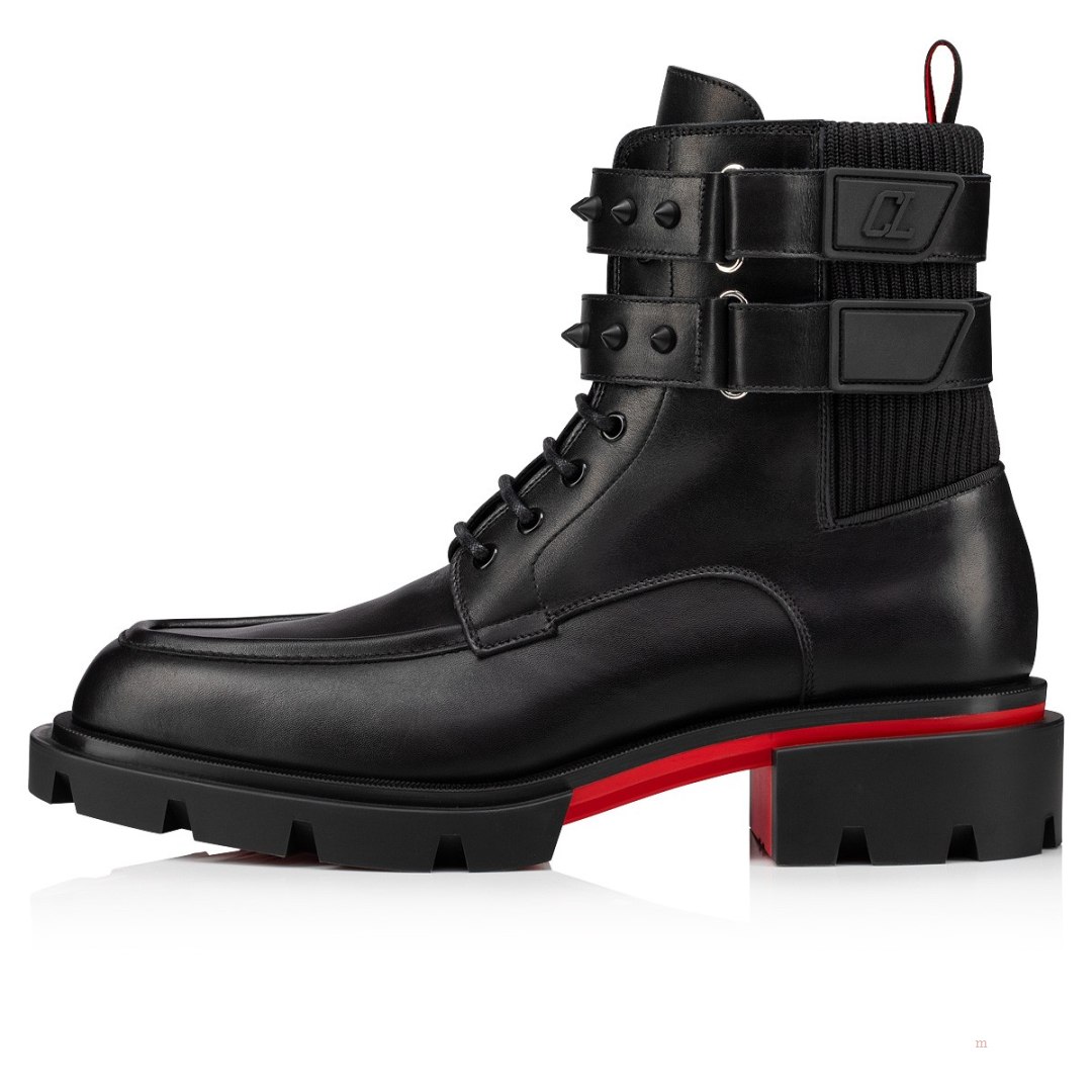 Christian Louboutin Our Fight Men's Leather Boots Black | BRUAJZ028